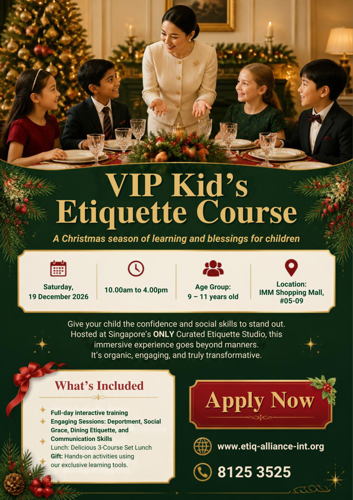 VIP Kid's Christmas etiquette poster
